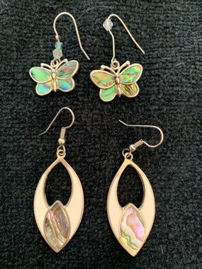 Both are genuine silver Floral teardrop and butterfly Earrings - from beach city